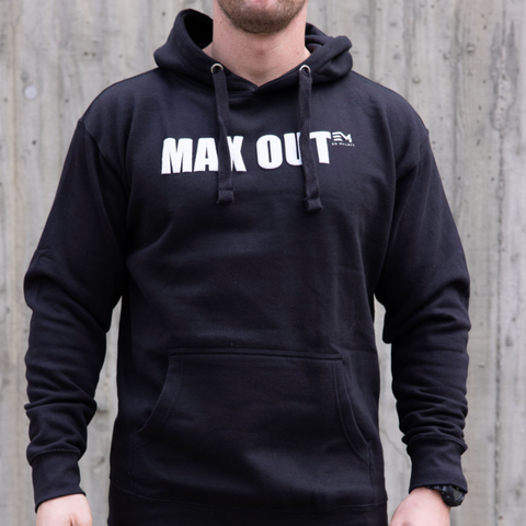 MAX OUT White 3D/Puff Ink On Black Hoodie (Unisex)